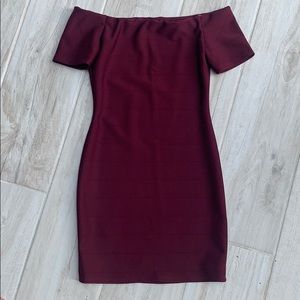 Strapless maroon dress
